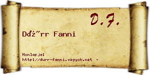 Dürr Fanni névjegykártya